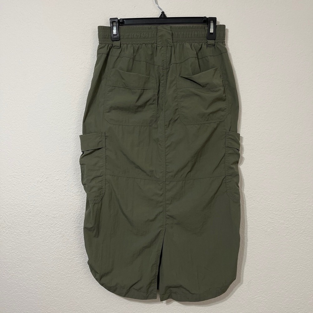 Democracy Olive Cargo Midi Skirt M Utility Gorpcore Coastal Hiking Casual Chic - Picture 3 of 7